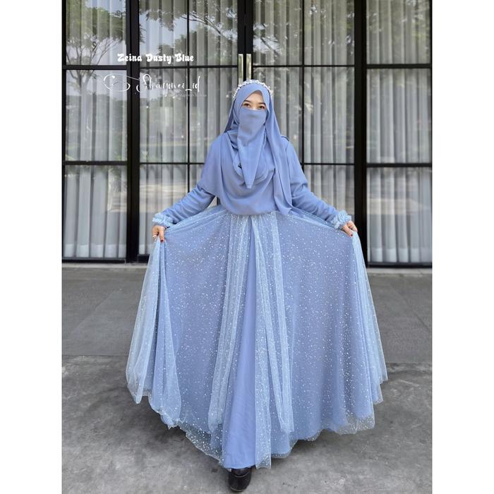SHAYMEI_ID | Zeina Dress | dress muslimah |gamis bercadar  Tile Wanita Kondangan Pesta Flowy