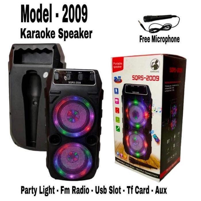 SQ-2009 Speaker Bluetooth Karaoke Free Mic + Lampu Disco Ajeb Ajeb Speaker Bluetooth SQ2009