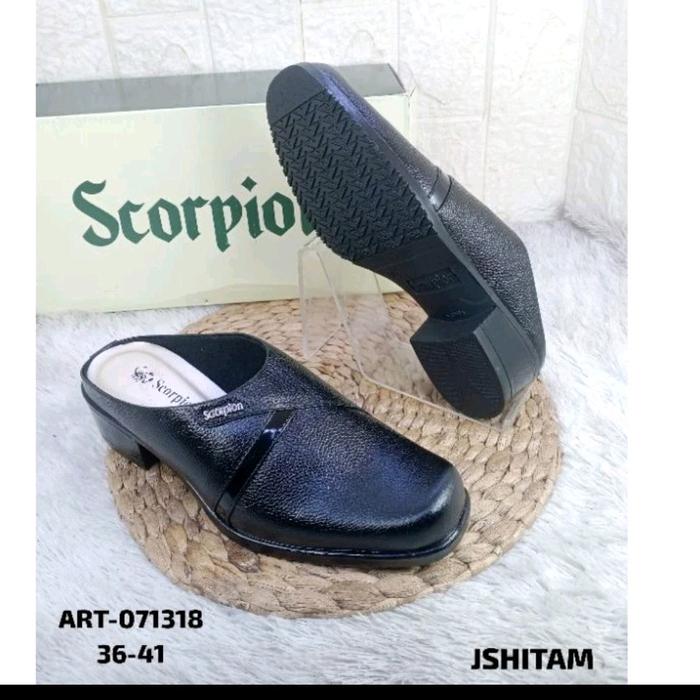 071318 sandal bustong kulit wanita scorpion sepatu belakang terbuka ori