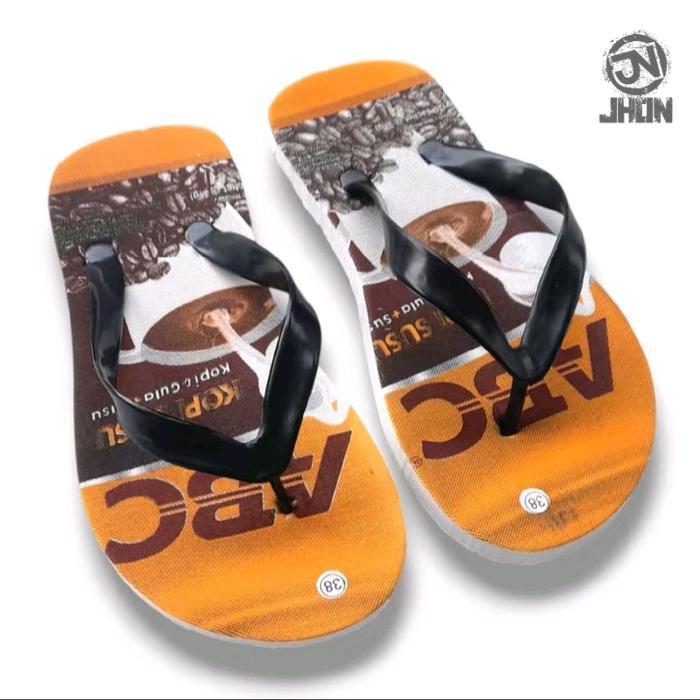 SANDAL JEPIT DISTRO KOPI MOTIF ABC SUSU TERBARU Sendal Pria - abc susu, 38