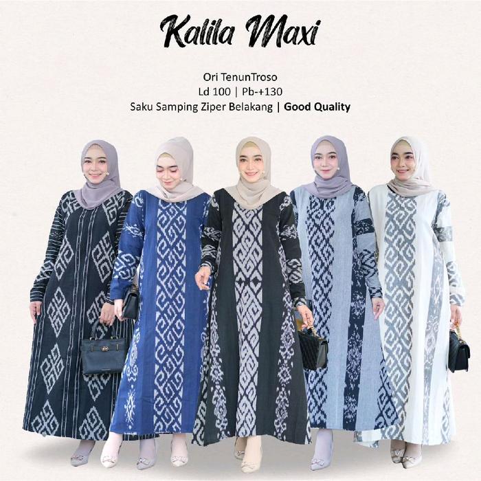 Gamis Batik Tenun Troso Ori Kalila Maxi Gamis Wanita Dress Muslim Panjang Remaja
