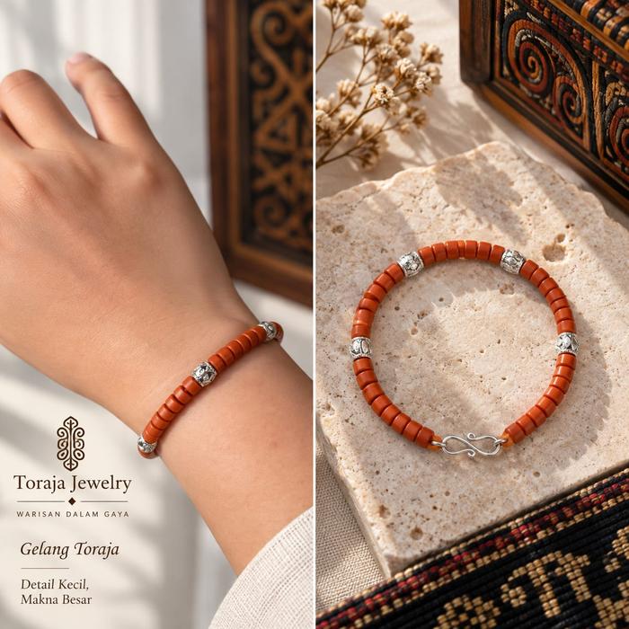 Gelang Manik Kata Kecil Isi 4 Chrome Perak Toraja Etnik Bergaransi