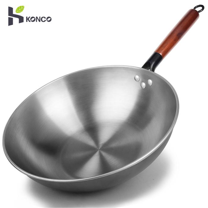 Cast Iron Wok Non-stick Wok Pan Chinese Iron Wok for Kitchen Less Oil Smoke Cast Iron Pan Induction 