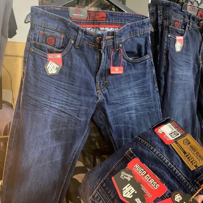 CELANA PANJANG HUGO GLASS original keren slimfit streatch pria celana jeans
