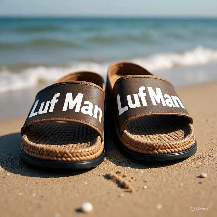 Luf Man Sandal Pria Kulit Hitam dengan Desain Nyaman & Tahan Lama untuk Pantai dan Aktivitas Harian