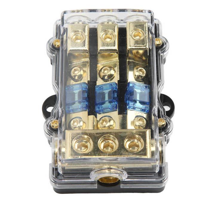 Universal 3 Way Car Audio Fuse Block Box Safe 60A Stereo Fuse Holder