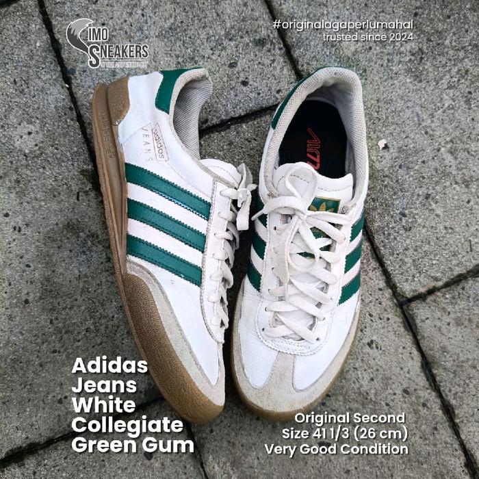 Adidas Jeans Putih Hijau Gum Sepatu Sneakers Original
