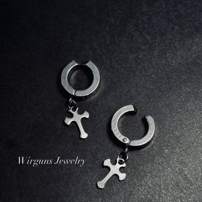 Wirguns Jewelry Anting Jepit Salib Tanpa Tindik Cowo Cewe Klip Telinga Pria Wanita Desain Unik dan M