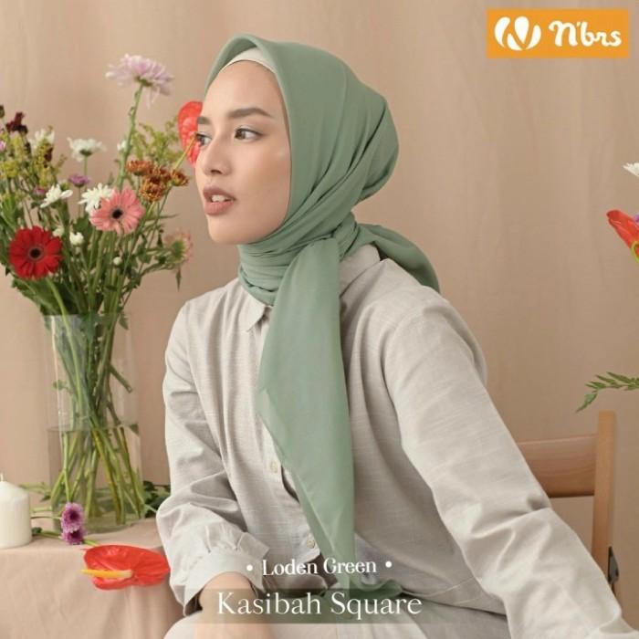 Promo Nibras Hijab Kasibah Square Warna Hijau Loden Green Segiempat Voal Ori COD