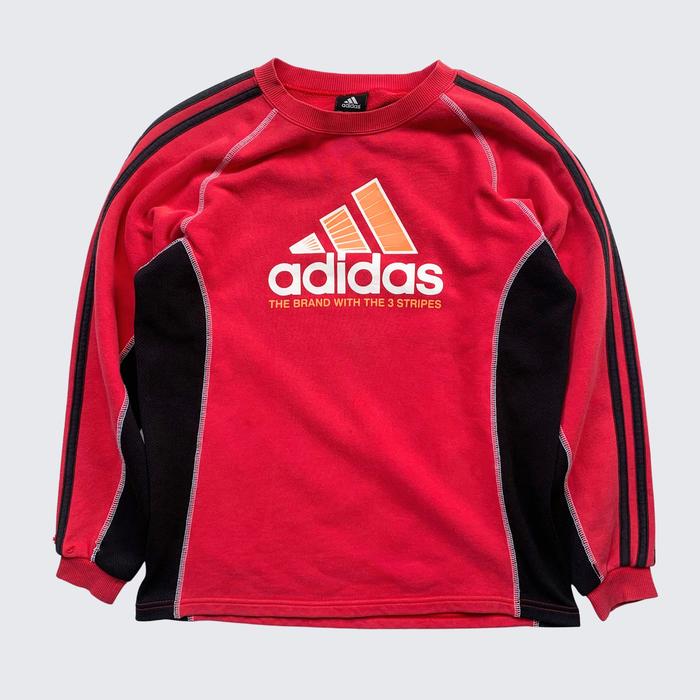 Red Orange Black 2000s Adidas Equipment Gear Fitted Comfy Longsleeve Sweater - Unisex - S