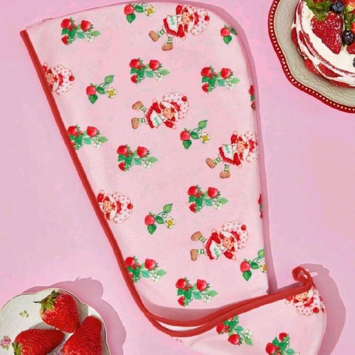 Strawberry Shortcake X SHEIN Cute Strawberry Printed Hair Drying Hat, Suitable For Any Hair Type & L