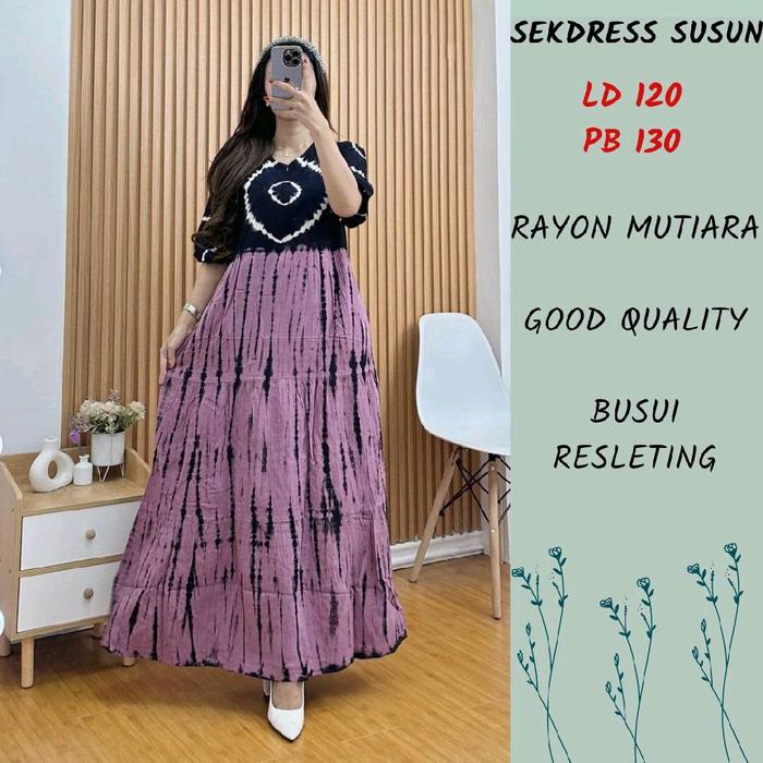 Sekdress susun rayon mutiara