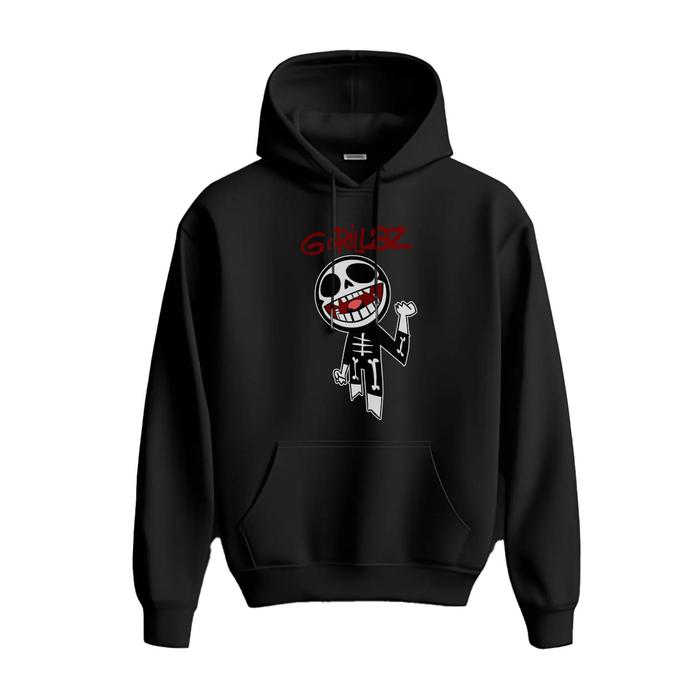 Hoodie GORILLAZ Virtual Band Premium Fleece Cloth Sweater Jacket Hood Black Hitam