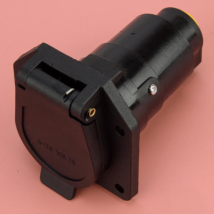 Round 7-Way 7 Pin Connector Male & Female Plug Socket Adapter 6-24V