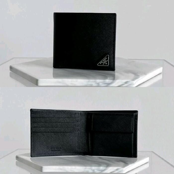 Prada Triangle Bifold Wallet With Coin Pocket Black