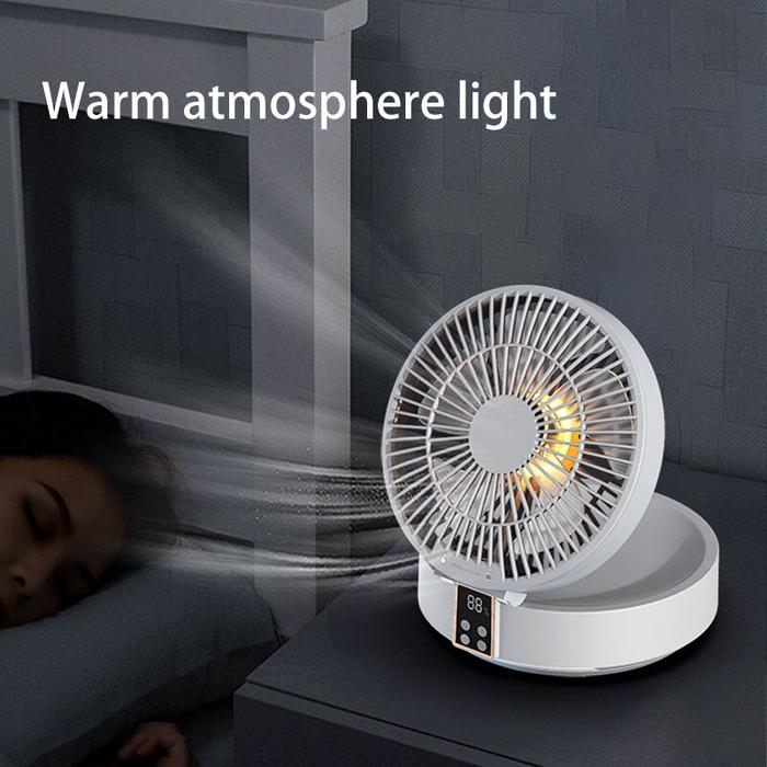 Fan With Remote Control Portable Wall-Hanging Rechargeable Usb Electric Folding Fan Nightlight Air C