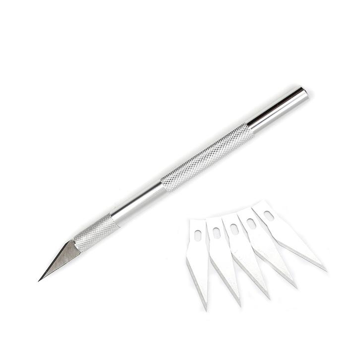 1 Set/ Metal Handle Scalpel, Blade Knife Wood Paper Cutter Craft Pen