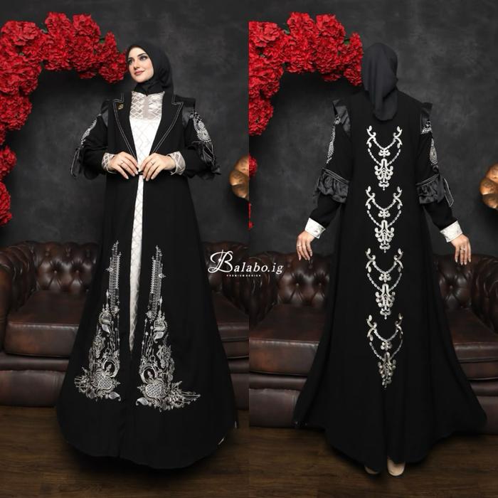 Gamis AURORA Jetblack Hikmat mix Bordir Hikmat