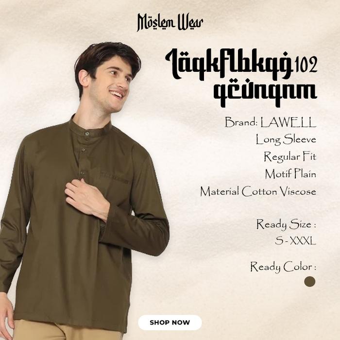 Lawell Baju Koko Pria Lengan Panjang Reguler Fit Army – (LAQKFLBKQG102QCVNQNM)