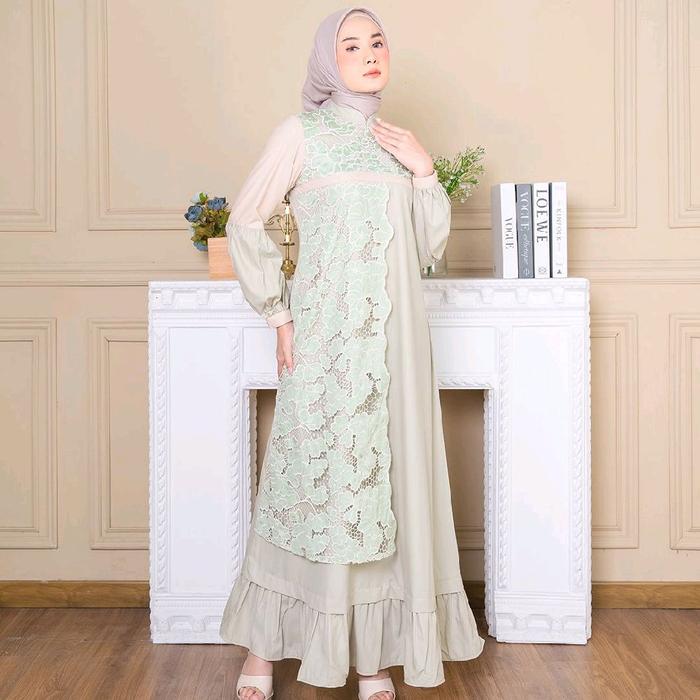 gamis zalifa sage burkat Dress Wanita Dewasa Pesta Mewah Remaja Muslim