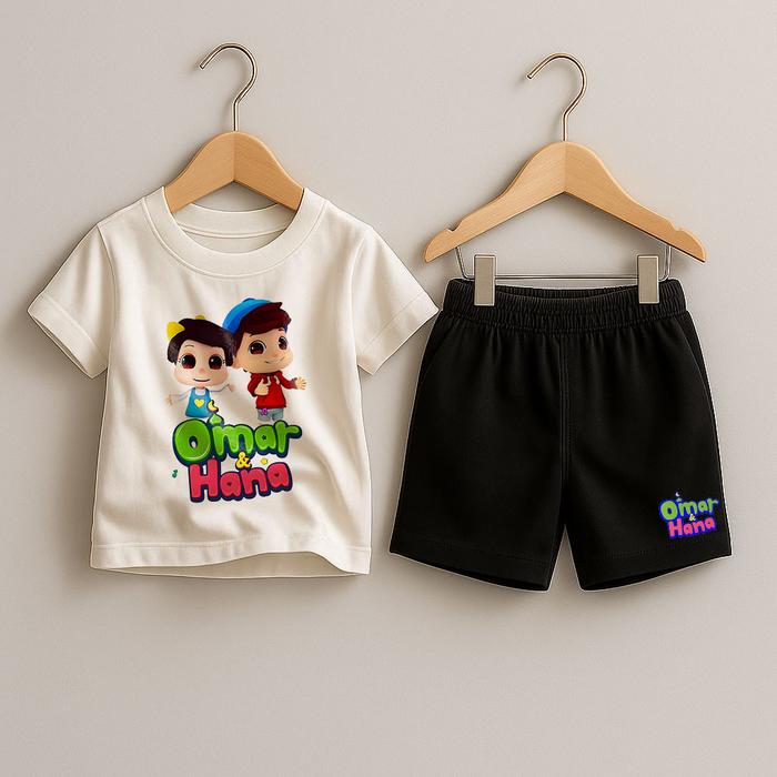 Setelan Anak Omar dan Hana Unisex 1-10 Tahun - Setelan Baju dan Celana Pendek Anak Omar dan Hana Kat