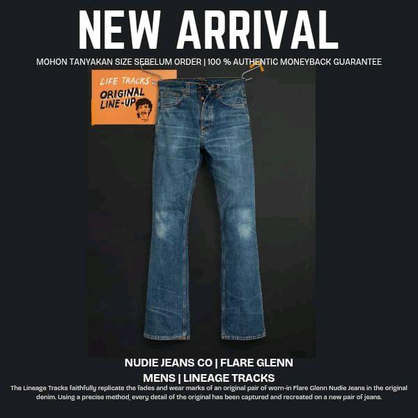 Nudie Jeans Co Flare Glenn Mens Lineage Tracks Celana Jeans Pria Original 100%