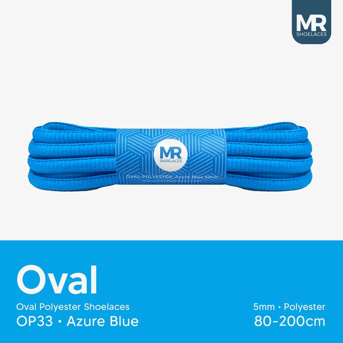 MR Shoelaces OP33 Azzure Blue (Biru Azure) Tali Sepatu Oval 5mm 70cm-200cm