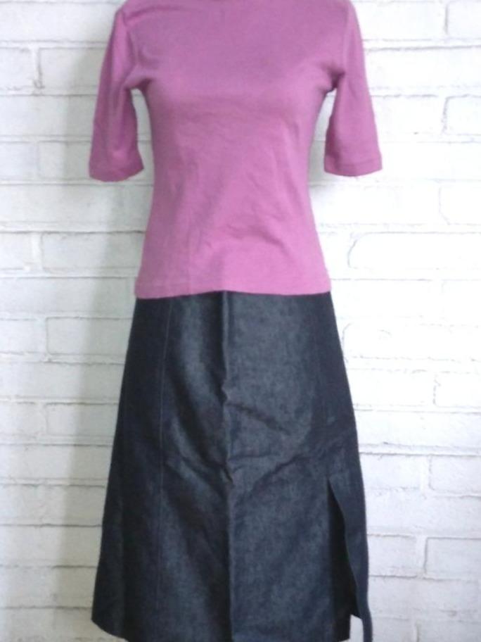 U2 blouse kaos ungu, U2 skirt denim hitam