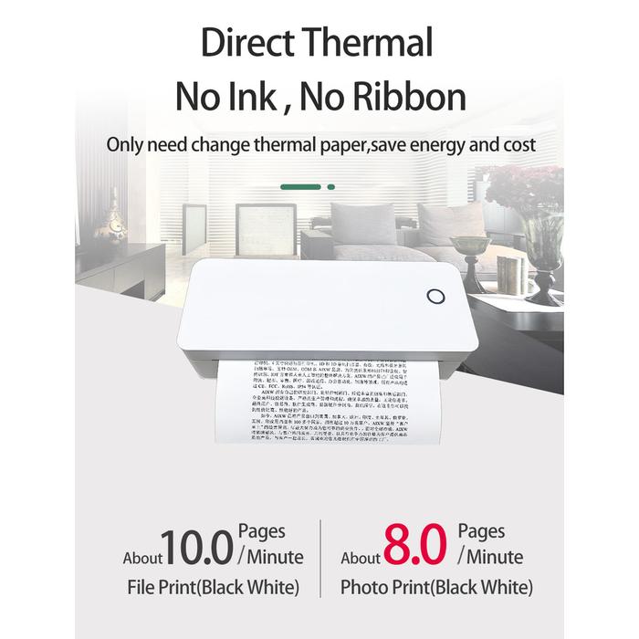 SMARTCOM Printer Bluetooth A4 HVS Thermal Printer SM-A400 Wireless Inkless Printer Document Tugas Po