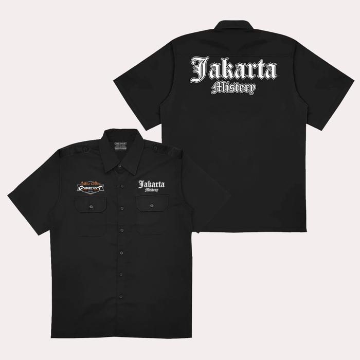 PREMIUM (READY) terjamin Oneshirt Kemeja Workshirt  Distro Jakarta Mistery Baju Pdh  Katun Hitam Ker