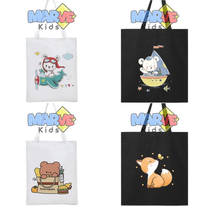 Totebag Goodiebag Tote Bag Beruang Lucu Goodie Bag Souvenir Ulang Tahun Ultah Tas Hampers Kanvas Ana