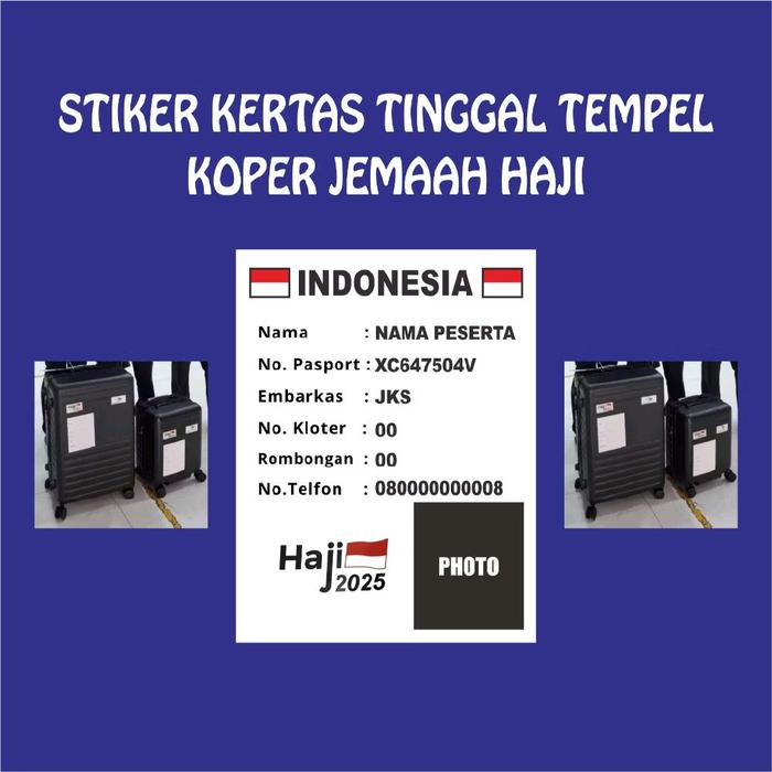 STIKER KERTAS NAMA TINGGAL TEMPEL UNTUK KOPER JEMAAH HAJI/UMROH