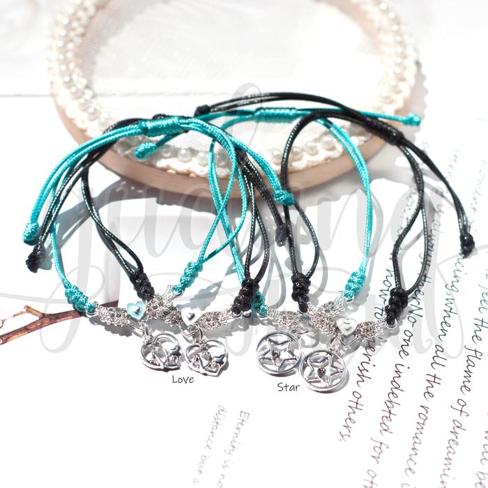 Gelang BFF Tali Tosca Heart Star Cute Gelang Couple Hati Bintang Lucu SET ISI 2 205318