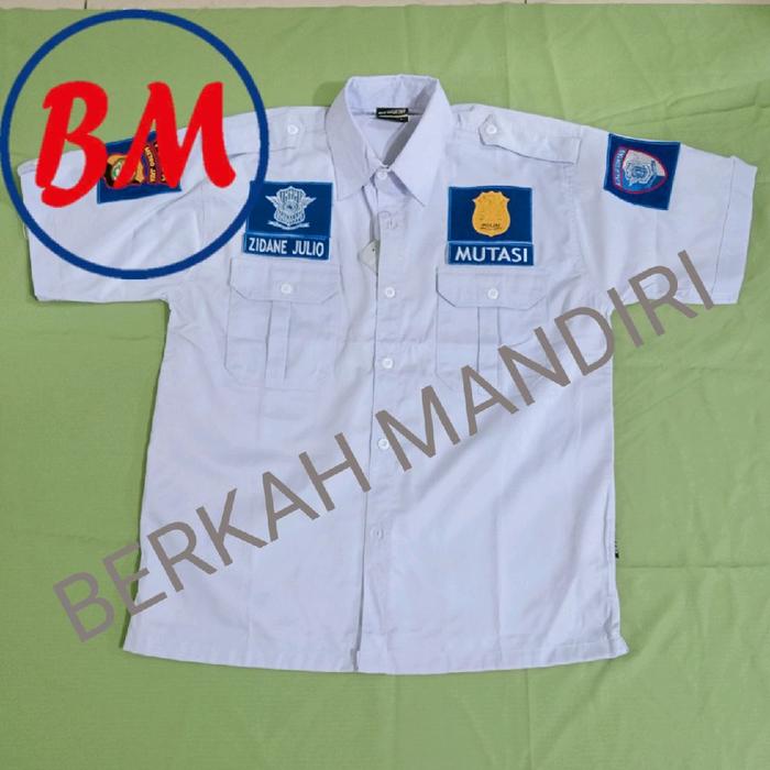 Kemeja premium mutasi samsat tangan pendek seragam mutasi warna putihi full bordir