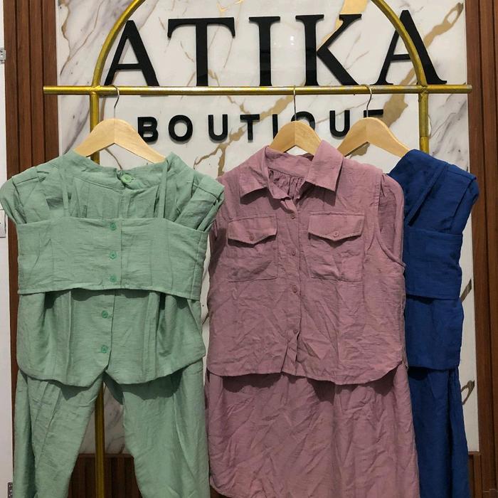 Setelan Wanita Atasan Lekton Bawah Celana Panjang Dan Rok Panjang