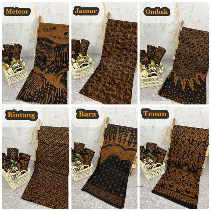 Kain Batik Katun Prima Premium Edisi Hitam Sogan - Meteor, Jamur, Ombak, Bintang, Bara, Tenun