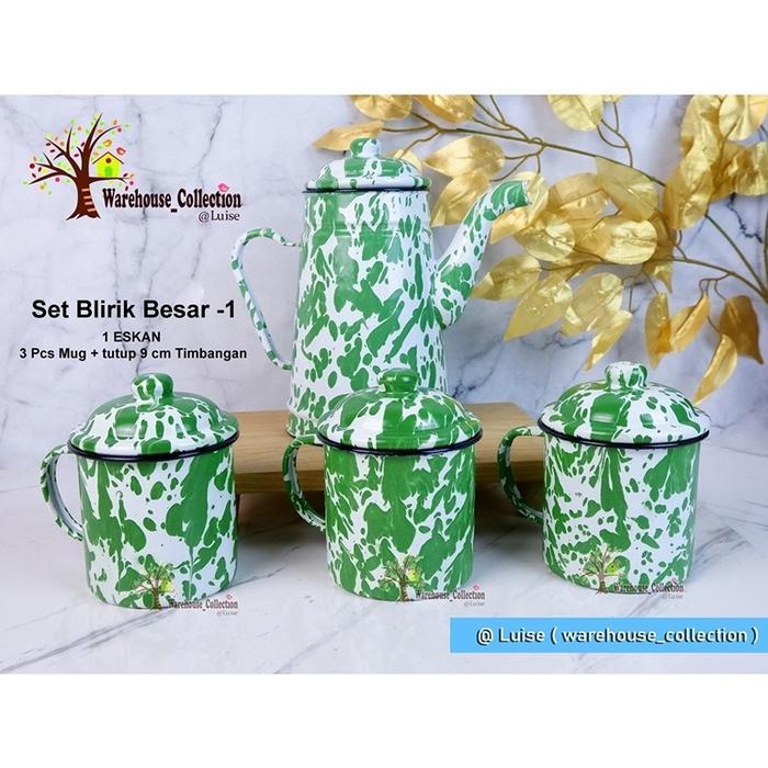 SET TEKO DAN MUG / TEKO SET ESKAN + MUG 9CM / SET ESKAN BLIRIK / TEKO DAN CANGKIR SET JADUL / SET J