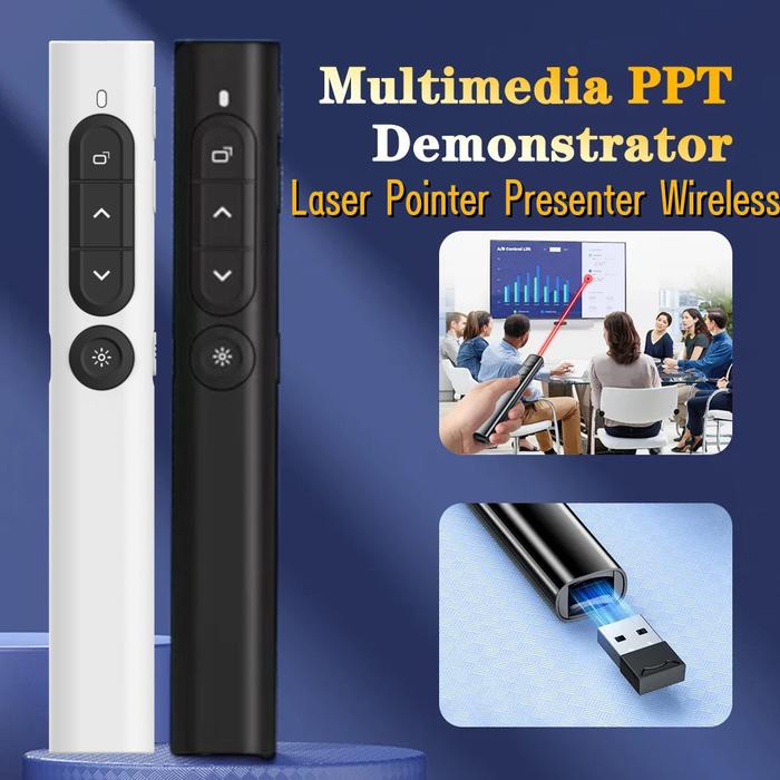 Laser Pointer Wireless Laser Pointer Presentasi Remote Control laser Pen Merah 100M USB Embedded Rec