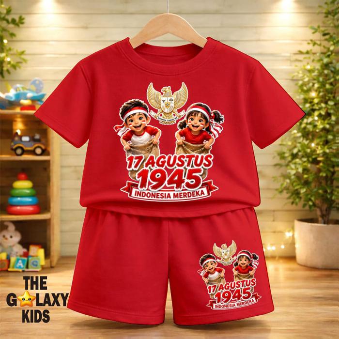 THE GALAXY KIDS-SETELAN BAJU ANAK LAKI LAKI & PEREMPUAN 17 AGUSTUSAN USIA 1-8 TAHUN GAMBAR AGUSTUSAN