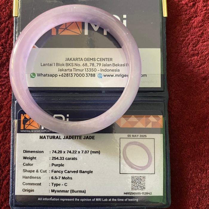 Gelang batu giok Burma purple + memo
