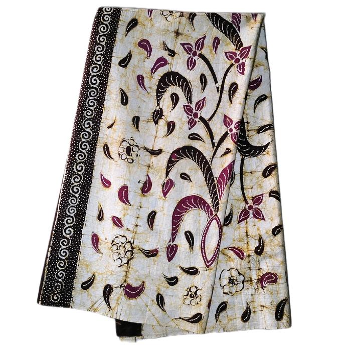 Batik Tulis Motif Latar Putih Mlinjon Abangan Ukuran 200x100 Bahan Katun Lembut