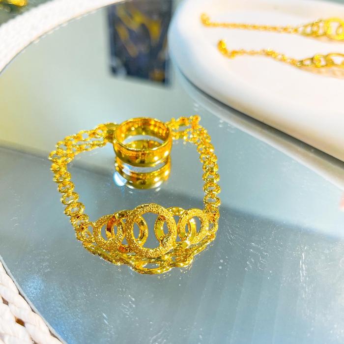 Set Gelang Kolong Polos Kecil Permata Crum Asli Warna Emas Tahan Lama Awet
