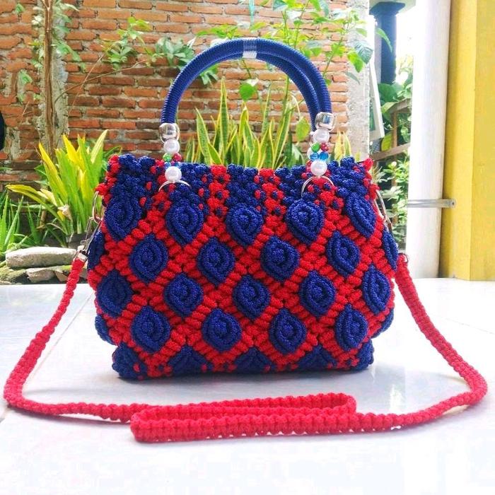 Tas Rajut Tali Kur Motif Kerang Mutiara set Dompet Pesta Rajut Wanita Model Terbaru
