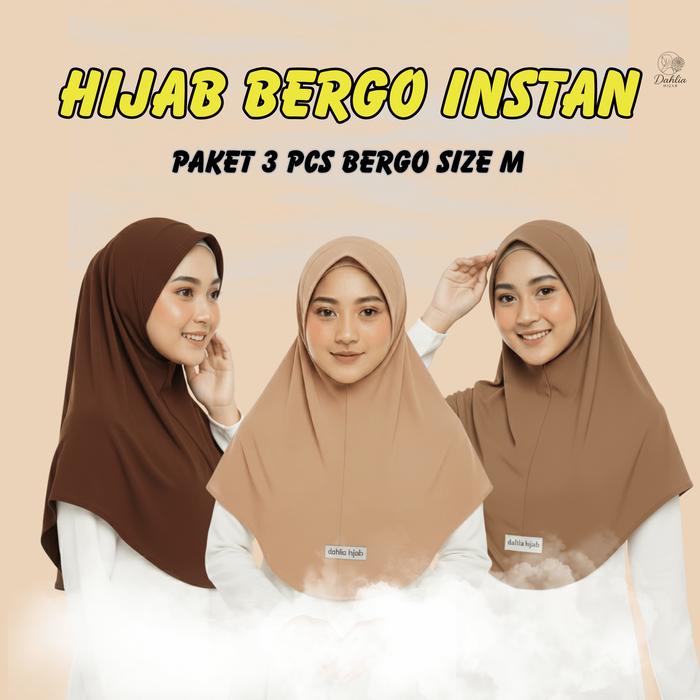 HIJAB BERGO DAHLIA - BERGO JERSEY PREMIUM BUNDLE 3 PCS WARNA COKLAT MILO LATTE COKSU