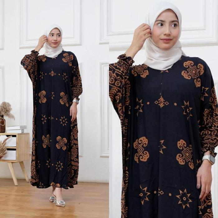 BILION KAFTAN GHITA DRESS SUPER JUMBO LD 150 DASTER BATIK BUSUI ZIPPER DEPAN GAMIS RAYON BATIK COTTO