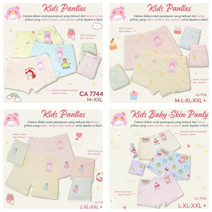 TALLY Celana Dalam Pop Anak Perempuan M L XL XXL CD Boxer Anak Cewek Pakaian Dalam Anak Underwear Im