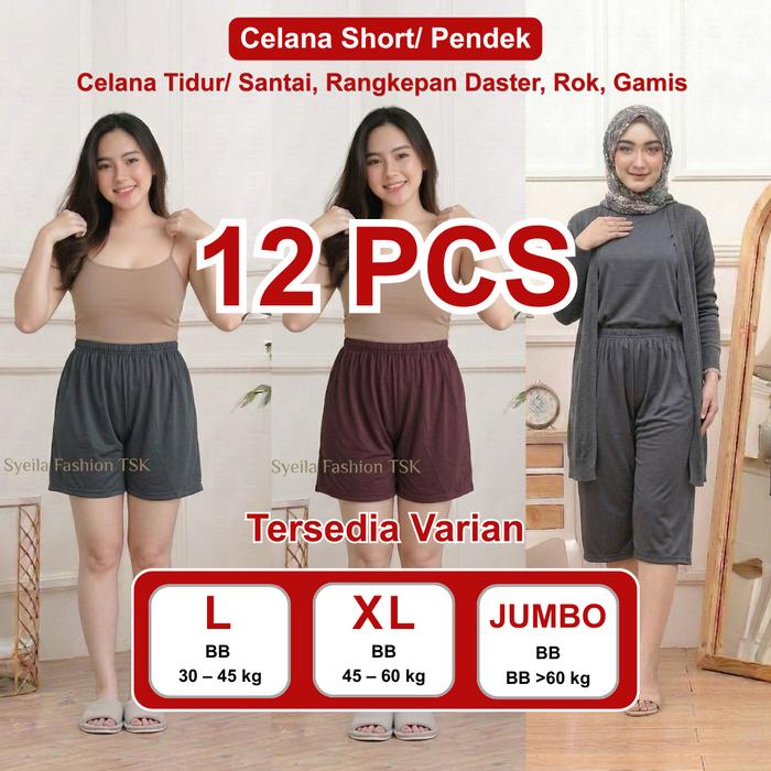 Celana Pendek Short Sontog Rangkepan Daster Gamis Rok Wanita Remaja Dewasa Lansia Ukuran L XL Jumbo