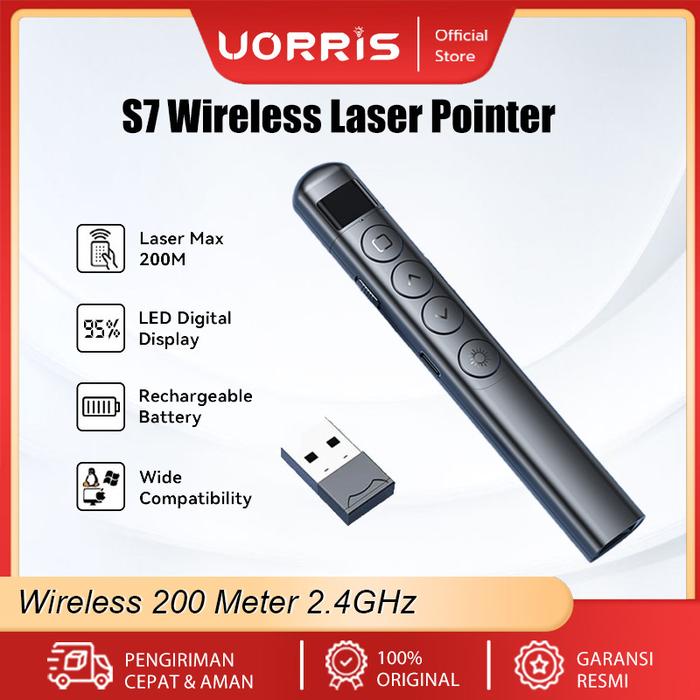 UORRIS S7 Wireless Laser Pointer Presentasi Rechargeable Remote Control pena laser Merah USB Penerim