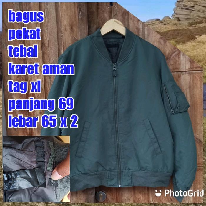 jaket work kerja casual bomber army military green hijau ma 1 uniqlo xl besar jumbo