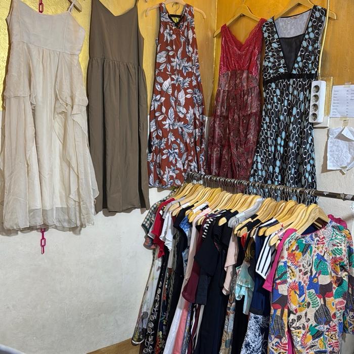dress dan outer vintage bunga santai cantik